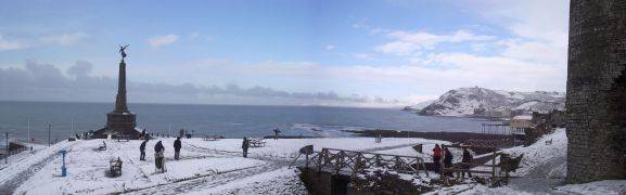 snow on seafront