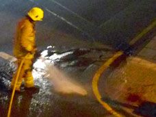 Hosing down blood